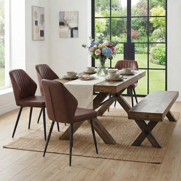 Juego de Comedor Timber Small 4 Sillas New Vita Brown Banca Timber ( 6 sillas )-0