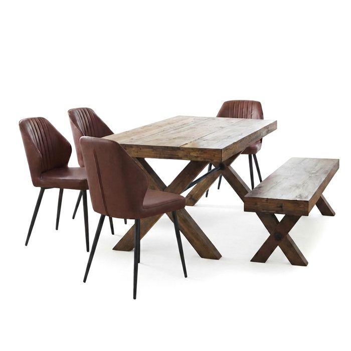 Juego de Comedor Timber Small 4 Sillas New Vita Brown Banca Timber ( 6 sillas )-1