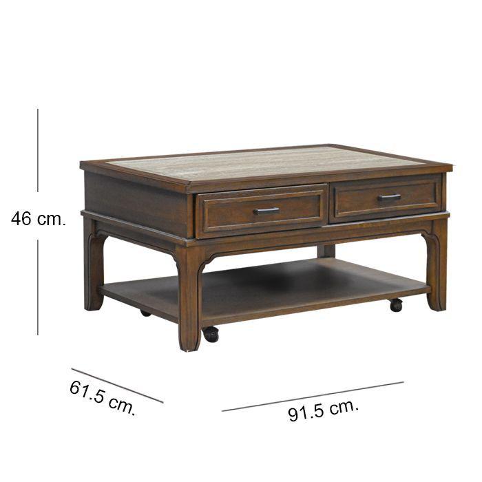 Mesa Centro Fija con Cajones y Ruedas Arlington-4