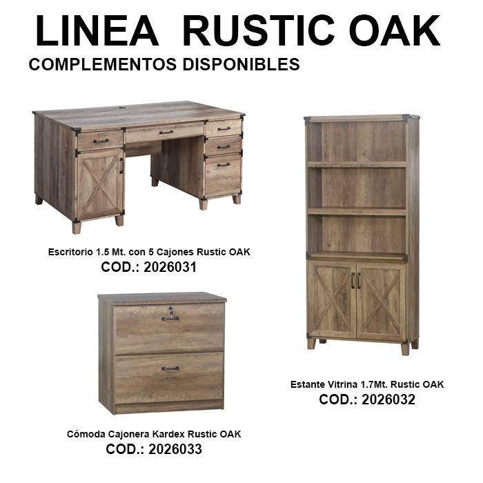 Escritorio 1.5 Mt. con 5 Cajones Rustic OAK-6