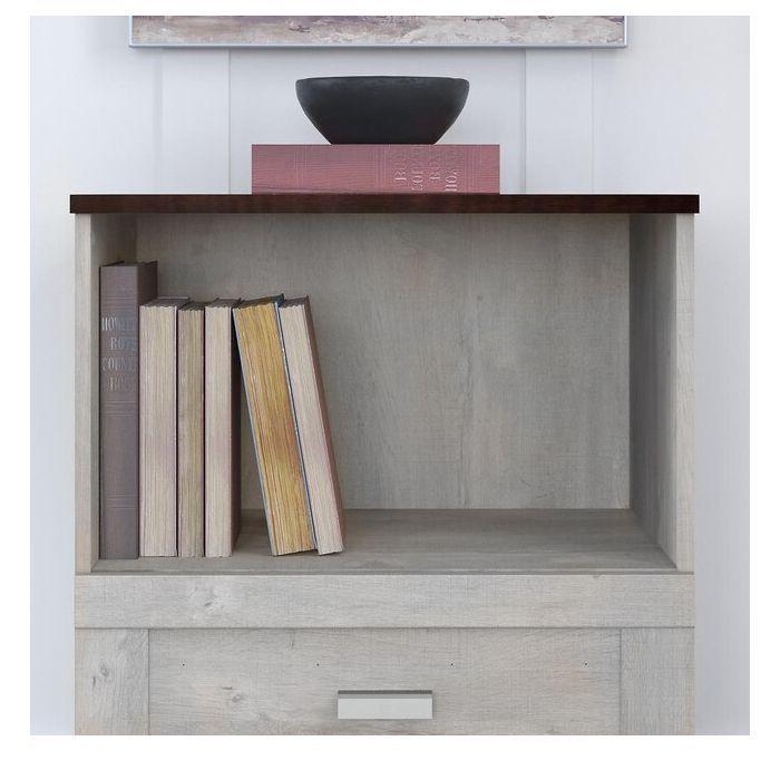 Escritorio Esquinero con Repisa Roble Blanco-2