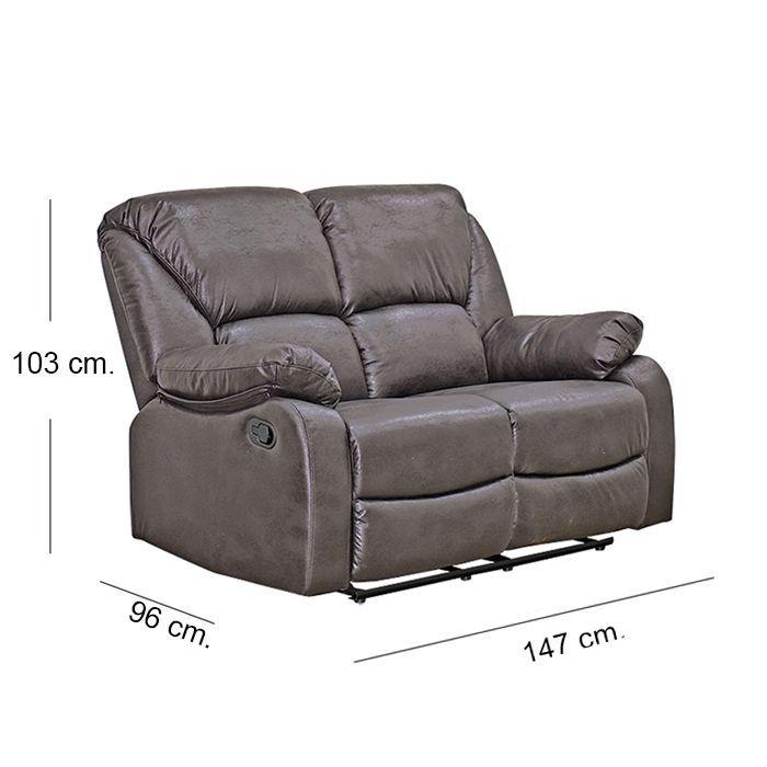 Sofá Reclinable 2 Cuerpo Frankfurt Brown-3