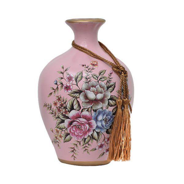 Set Floreros y Plato Decorativo Flores Rosadas-2