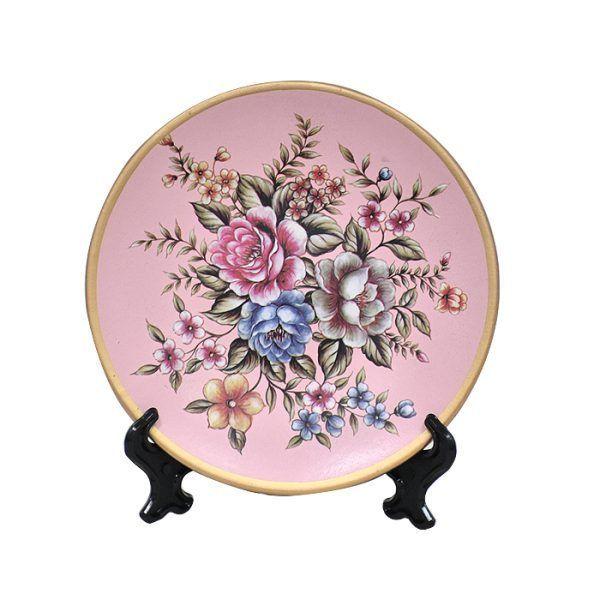 Set Floreros y Plato Decorativo Flores Rosadas-3