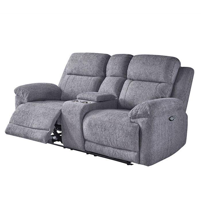 Sofá Reclinable Fiorera Manual 2 Cuerpos Gris-1