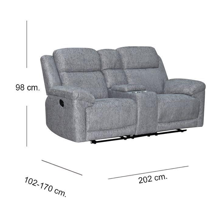 Sofá Reclinable Fiorera Manual 2 Cuerpos Gris-7