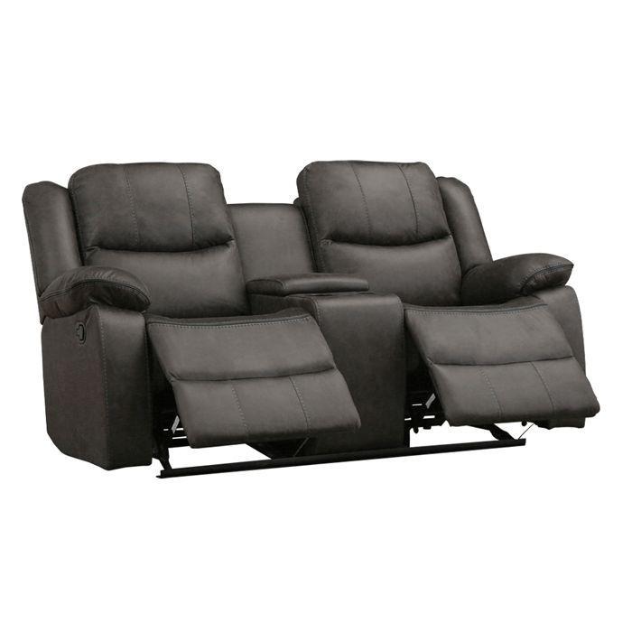 Sofá Reclinable Mecedora 2 Cuerpos + Consola Smoke-2