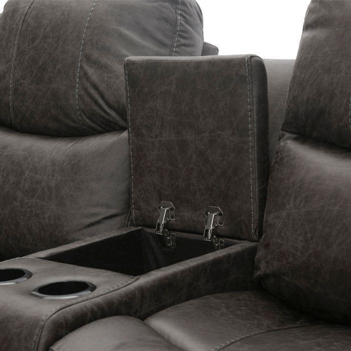 Sofá Reclinable Mecedora 2 Cuerpos + Consola Smoke-3