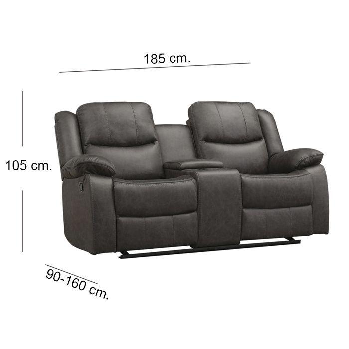 Sofá Reclinable Mecedora 2 Cuerpos + Consola Smoke-4
