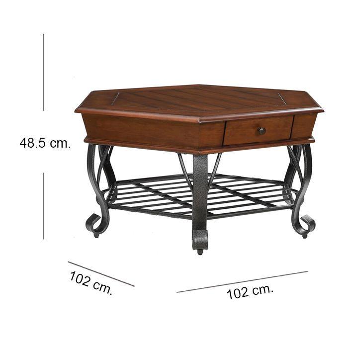 Mesa Centro Hexagonal Madera-6