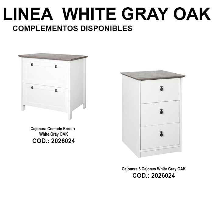 Cajonera Cómoda Kardex White Gray OAK-4