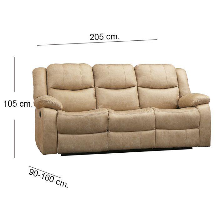 Sofá Reclinable 3 Cuerpos Beige C/Consola Smoke-1