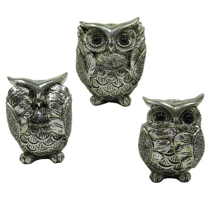 FIGURAS BUHOS CIEGO - SORDO - MUDO C/U   ( 9 x 6 x11 cm) -0