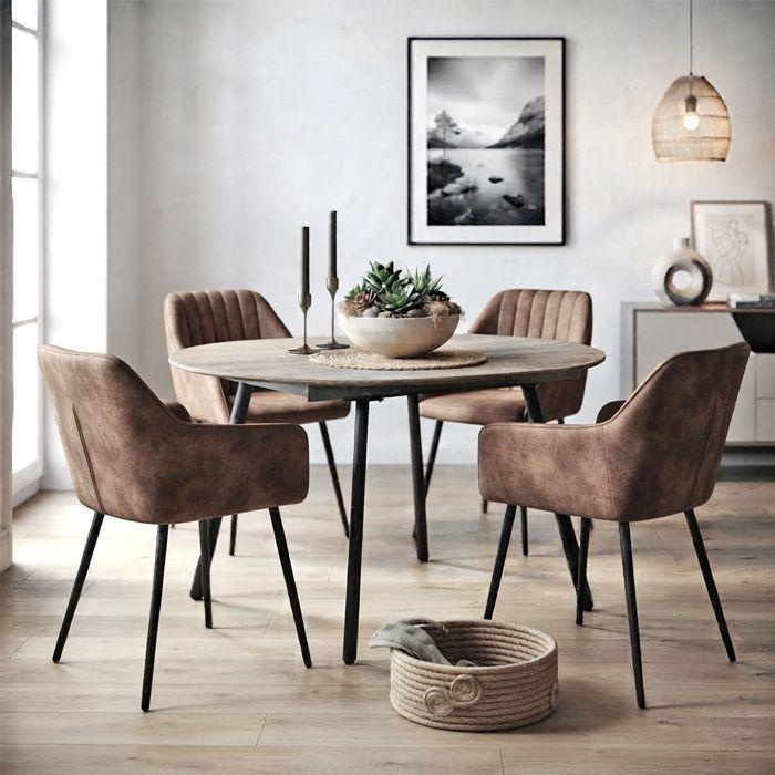 Juego de Comedor CCT Circular Extensible 4 Poltronas CCT Café (4 sillas)-0