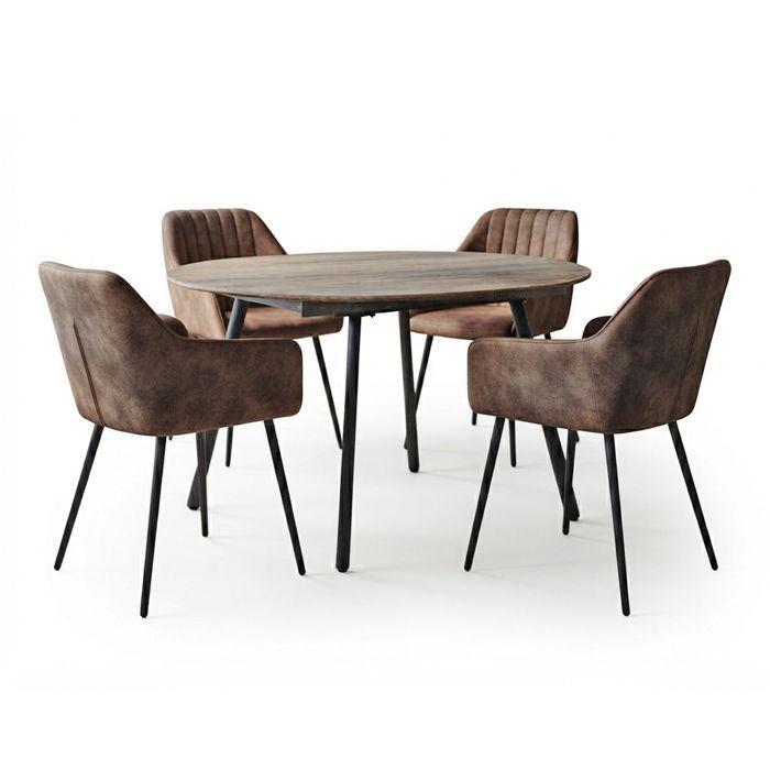 Juego de Comedor CCT Circular Extensible 4 Poltronas CCT Café (4 sillas)-3