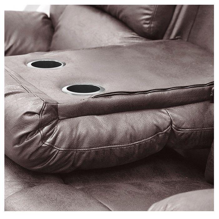 Sofá Reclinable c/Consola 3 Cuerpos Frankfurt Brown-3