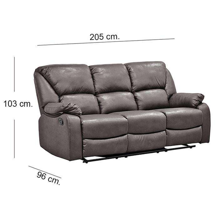 Sofá Reclinable c/Consola 3 Cuerpos Frankfurt Brown-4