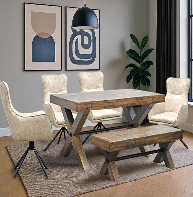 Juego Comedor Timber Small 4 Poltronas Timber 1 Banca Timber-0