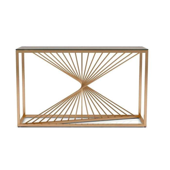 Arrimo Moderno Dorado con Cubierta de Vidrio-3