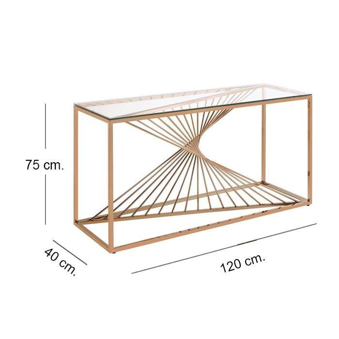 Arrimo Moderno Dorado con Cubierta de Vidrio-6