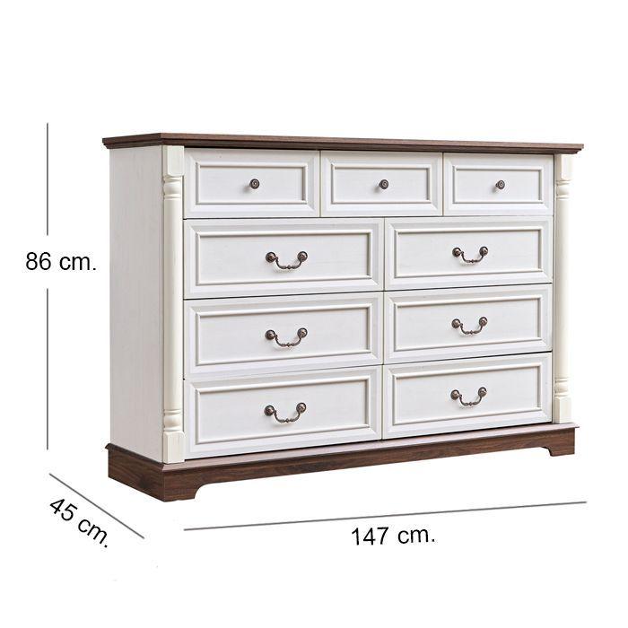 Cómoda Cajonera Old White 9 Cajones-4