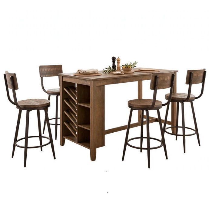 Juego Comedor Isla Mortimer 4 Taburetes Walnut c/Respaldo  (4 sillas)-1
