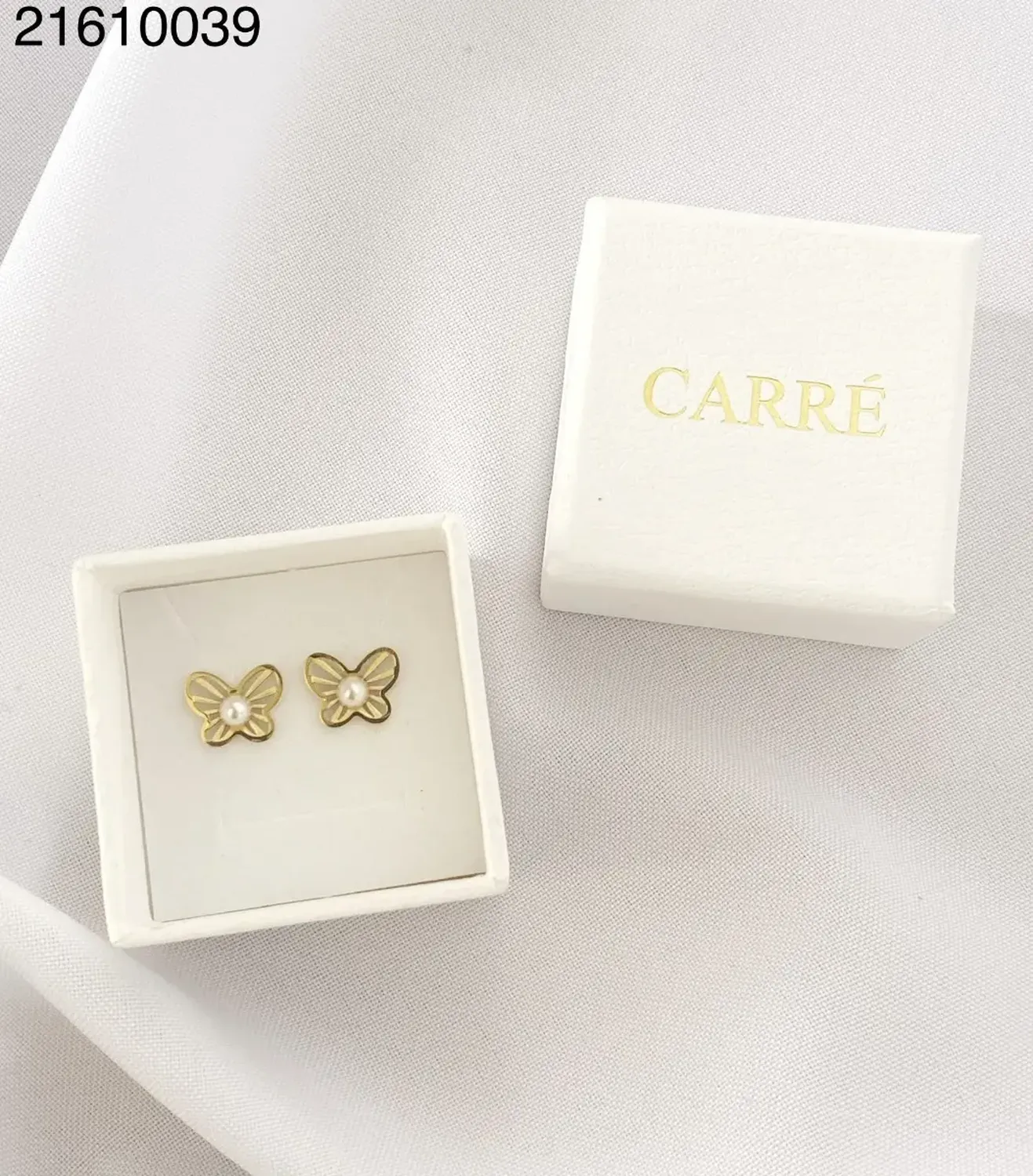 Aros Carré Acero Enchapado En Oro 18k Mariposa Amarillo-1