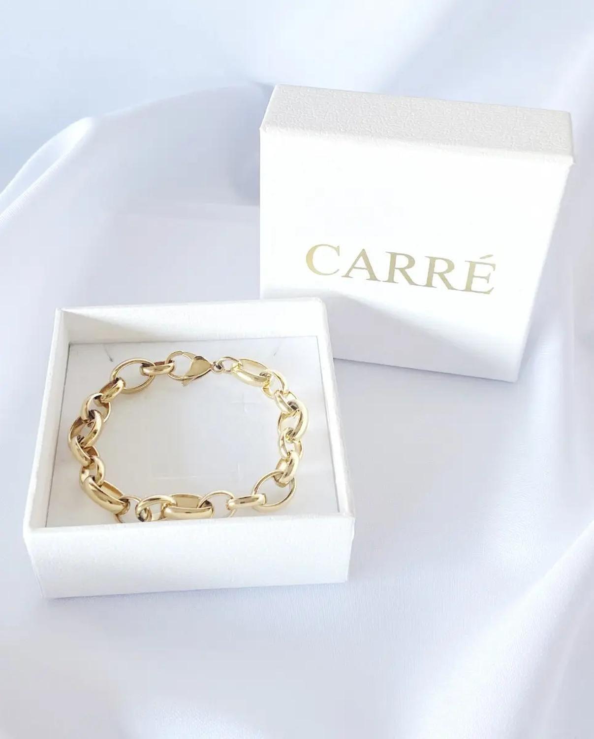 Pulsera Carre Eslabon Grueso Enchapada Oro 18k Amarillo-0