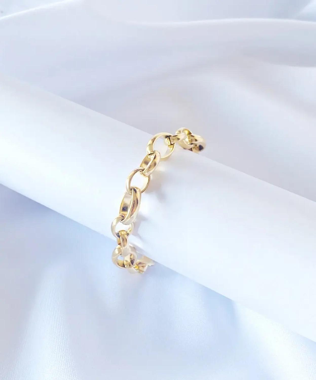 Pulsera Carre Eslabon Grueso Enchapada Oro 18k Amarillo-1