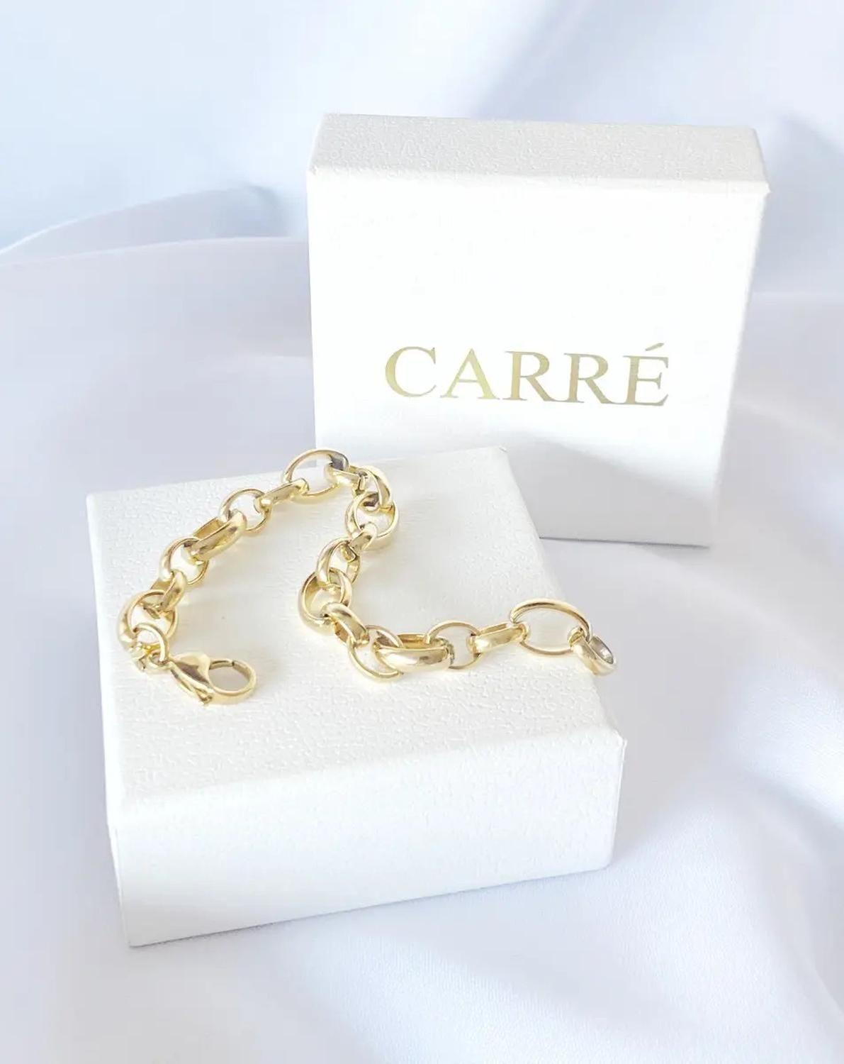 Pulsera Carre Eslabon Grueso Enchapada Oro 18k Amarillo-2