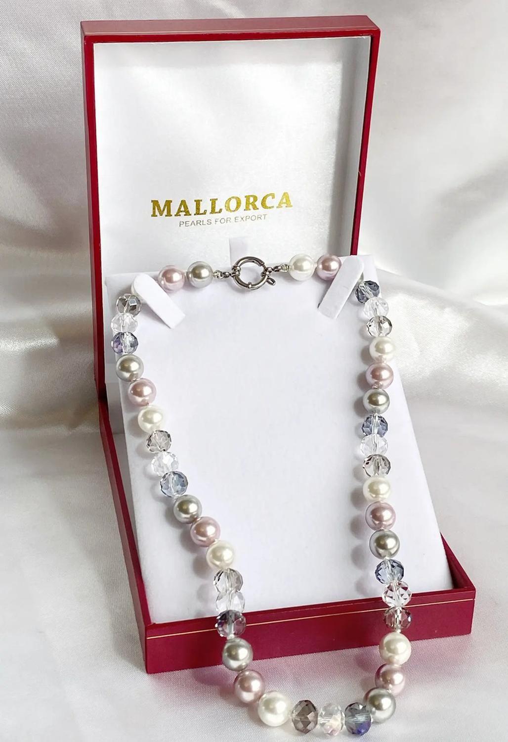 Collar De Perla Mallorca 10mm 50cm Broche Timon Acero 316l Multicolor-0