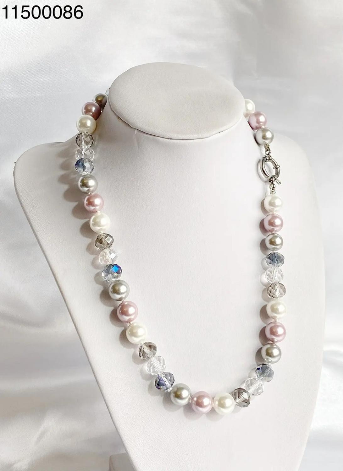 Collar De Perla Mallorca 10mm 50cm Broche Timon Acero 316l Multicolor-1