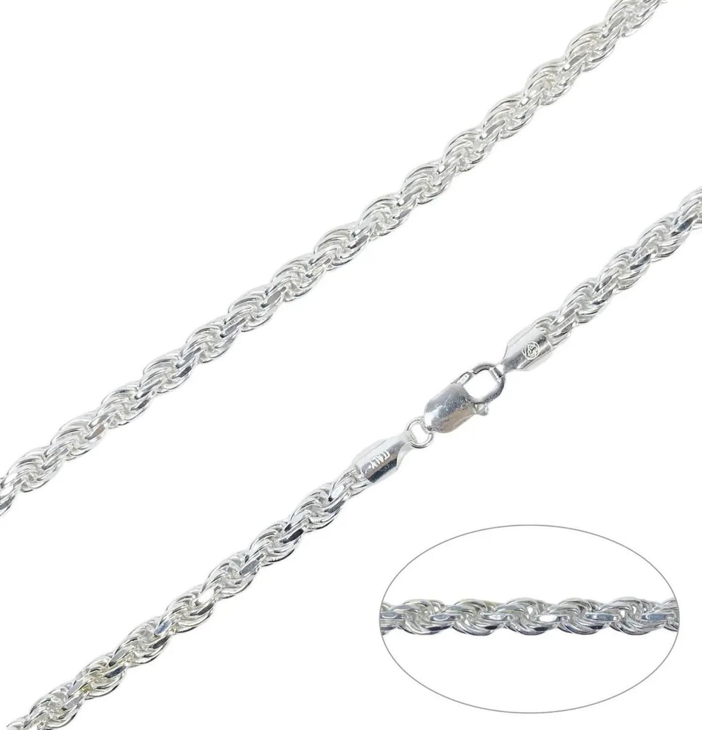 Cadena Hombre Turbillon 6mm 54gr Plata Italiana 925 50cm Plateado-4