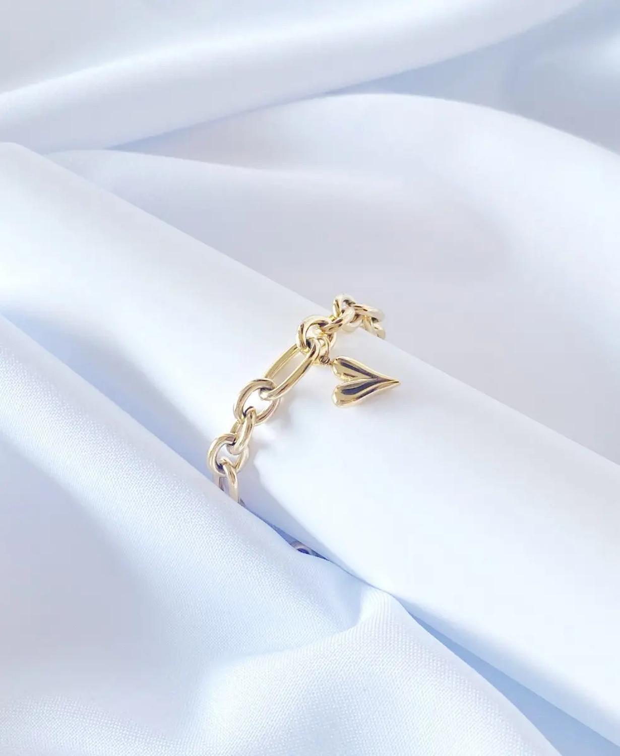 Pulsera Carre Eslabon Grueso Corazon Mini Enchapado Oro 18k Amarillo-2
