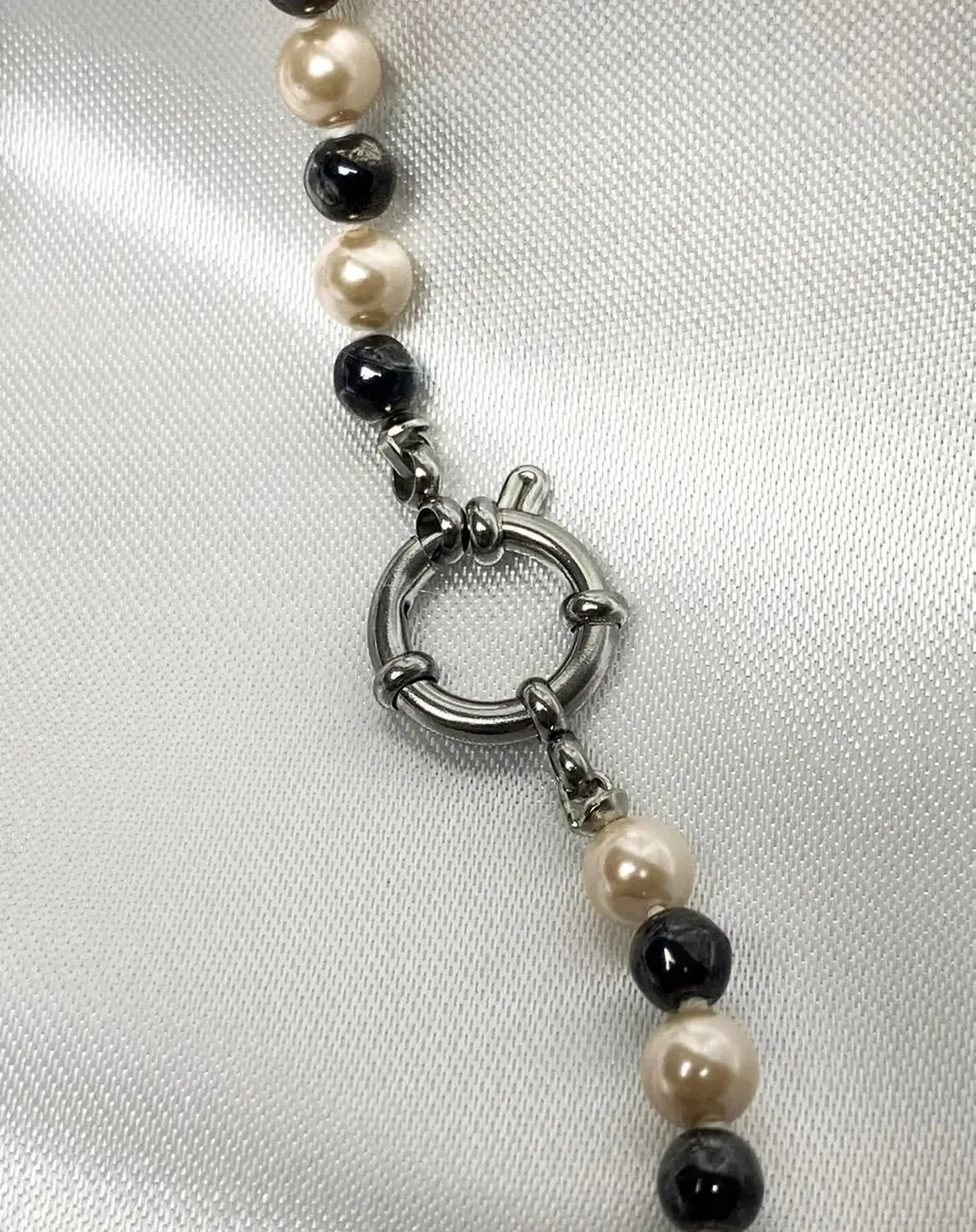 Collar Mallorca Perla Clasica Y Ematita 5 Y 6 Mm 50cm Blanco-5