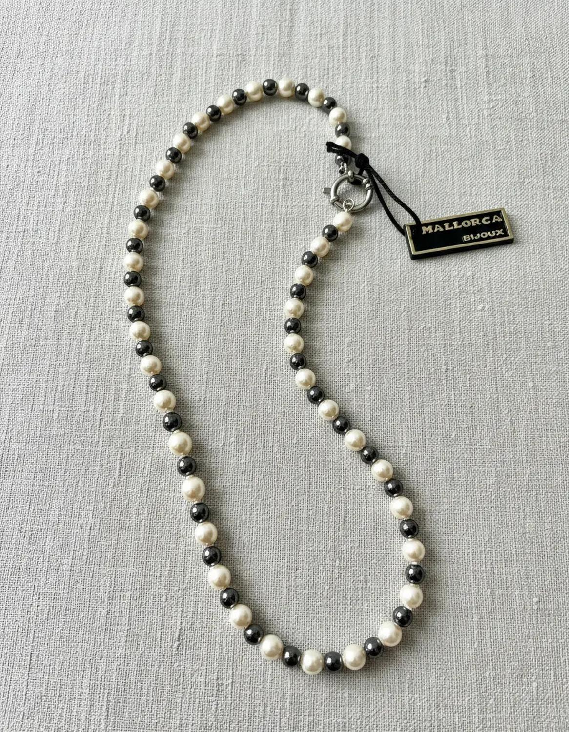 Collar Mallorca Perla Clasica Y Ematita 5 Y 6 Mm 50cm Blanco-7