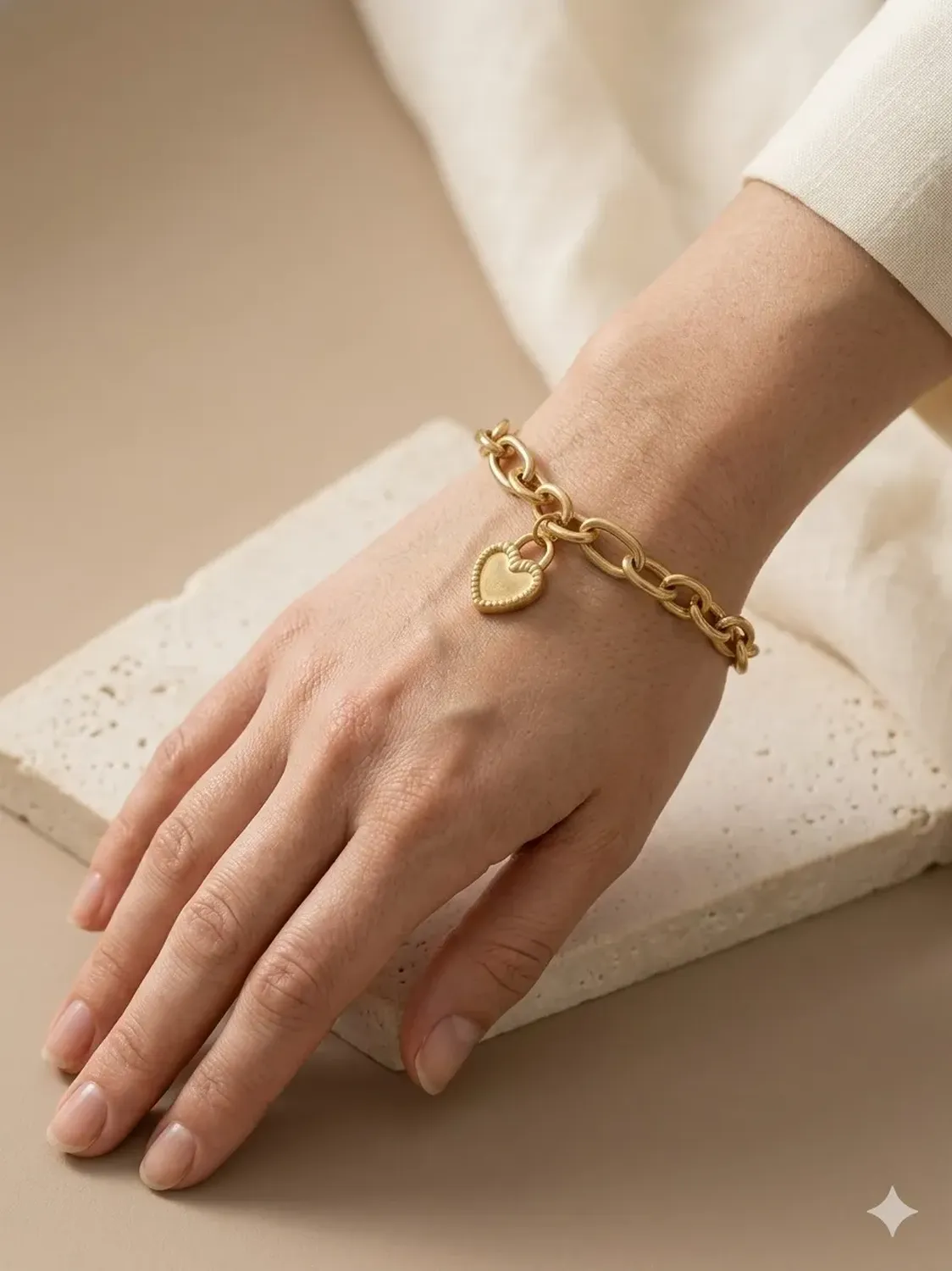 Pulsera Carré Mujer Cadena Corazón Enchapada En Oro 18k Dorado 6.5 Cm 19 Cm-1