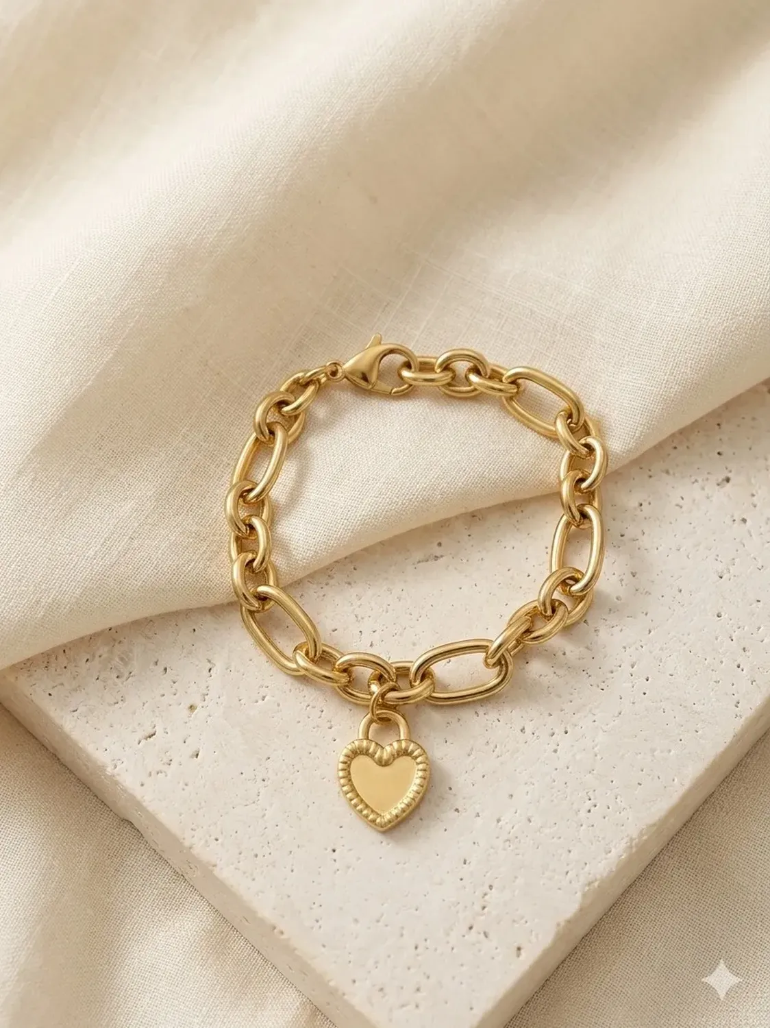 Pulsera Carré Mujer Cadena Corazón Enchapada En Oro 18k Dorado 6.5 Cm 19 Cm-2