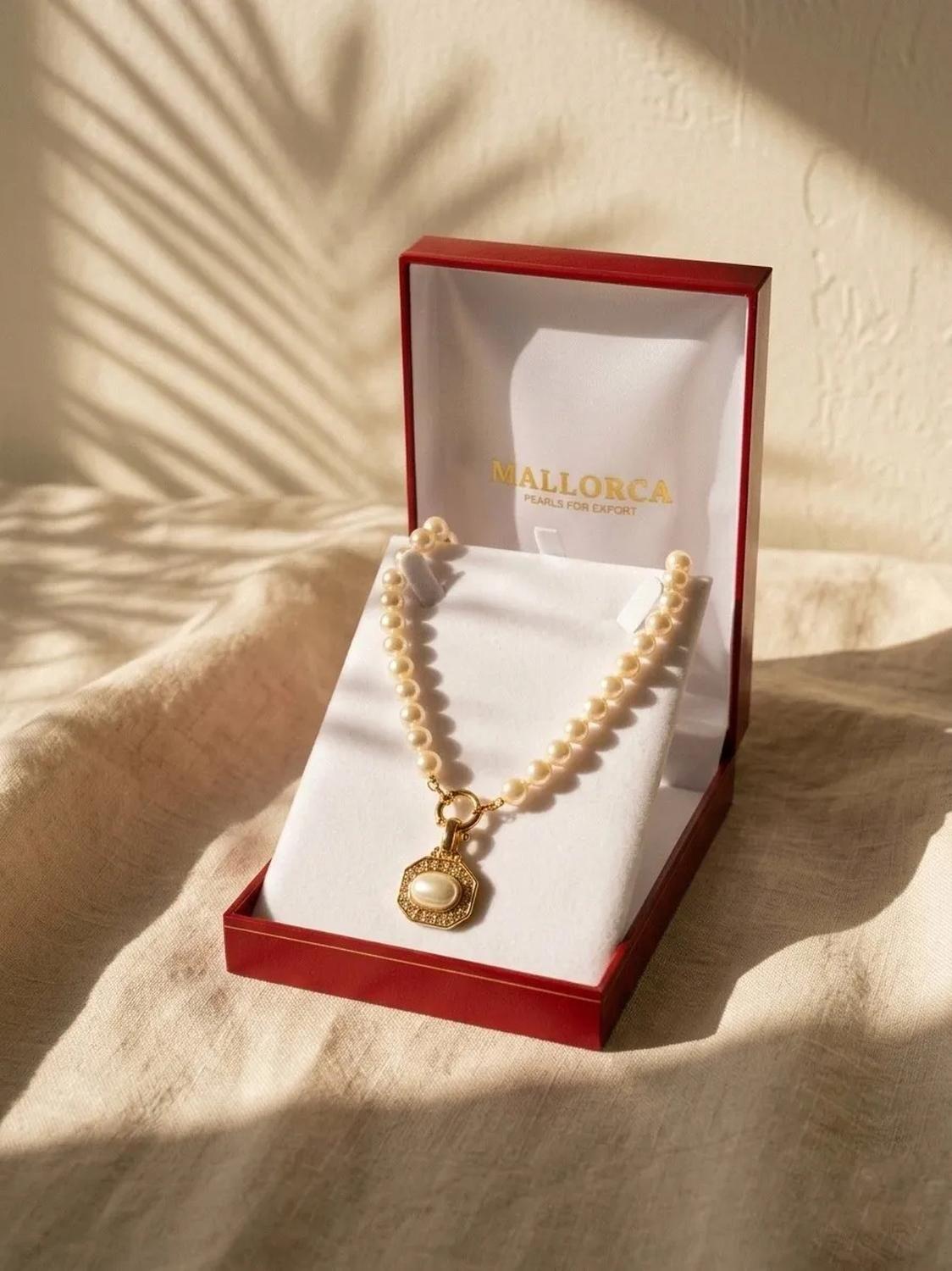 Collar Mallorca Clásico Con Colgante Enchapado En Oro Crema-0