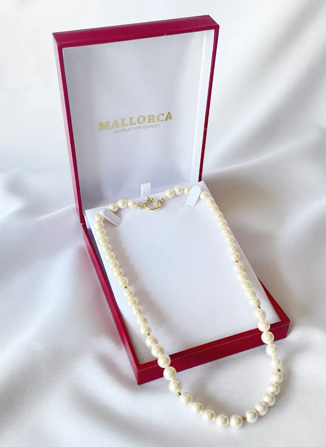 Conjunto Mallorca Perla Clásica Collar,pulsera Y Aros 8mm-2