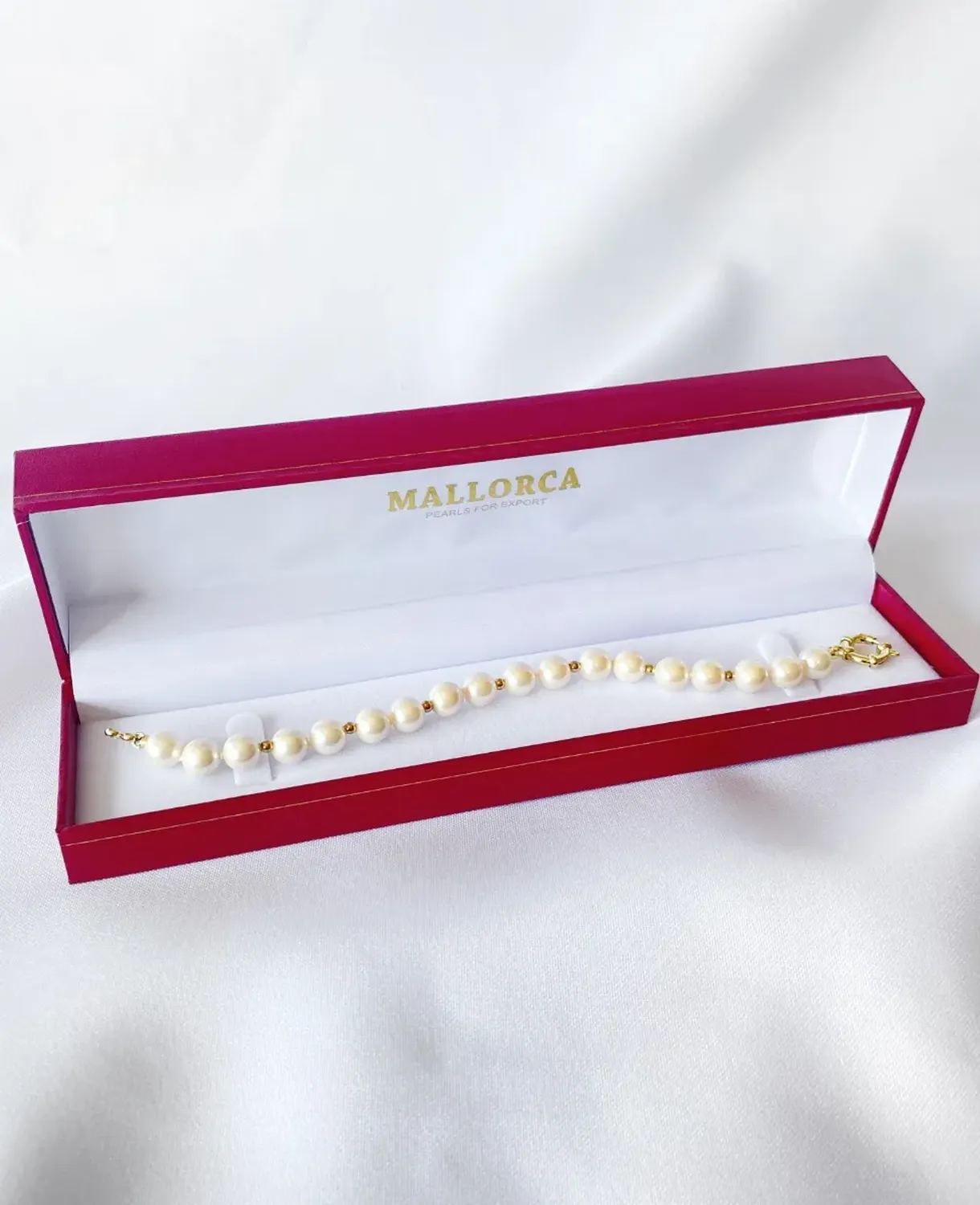 Conjunto Mallorca Perla Clásica Collar,pulsera Y Aros 8mm-4