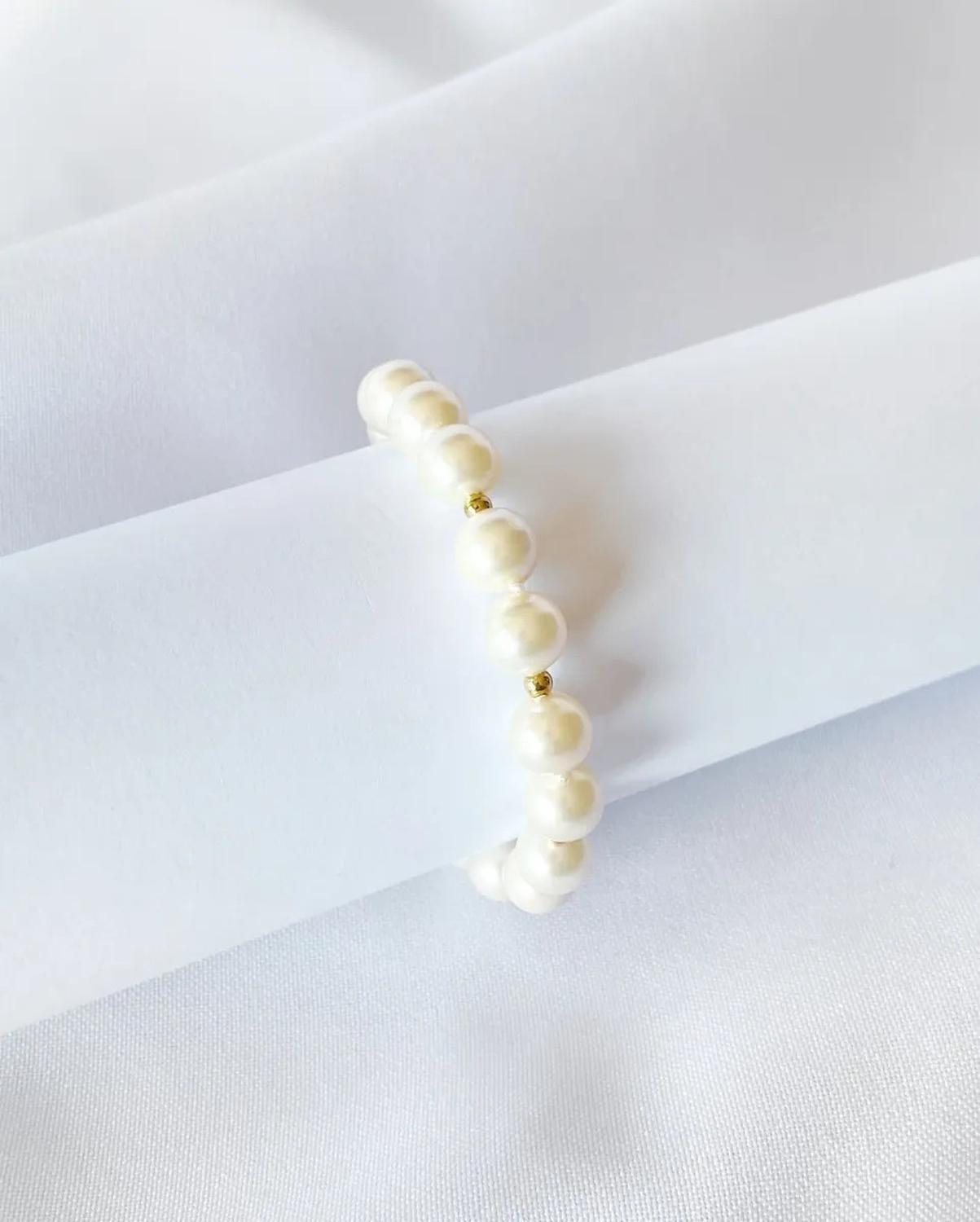 Conjunto Mallorca Perla Clásica Collar,pulsera Y Aros 8mm-9