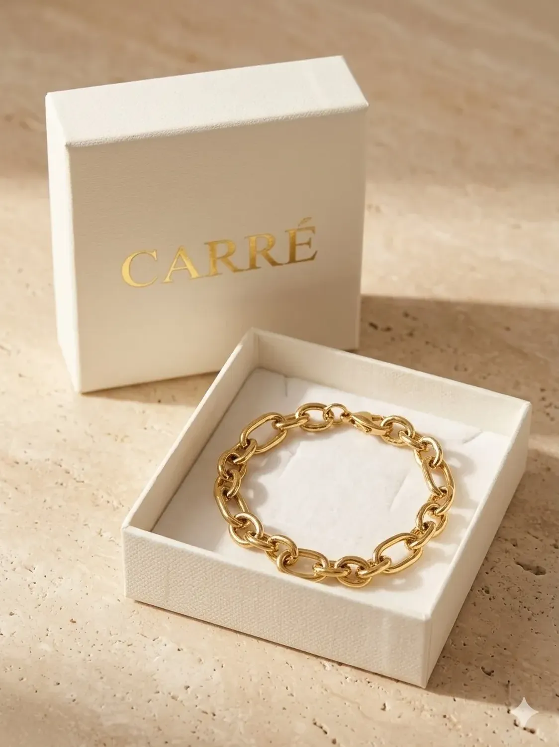 Pulsera Carré Mujer Cadena Gruesa Enchapada En Oro 18k Dorado 6.5 Cm 20 Cm-0