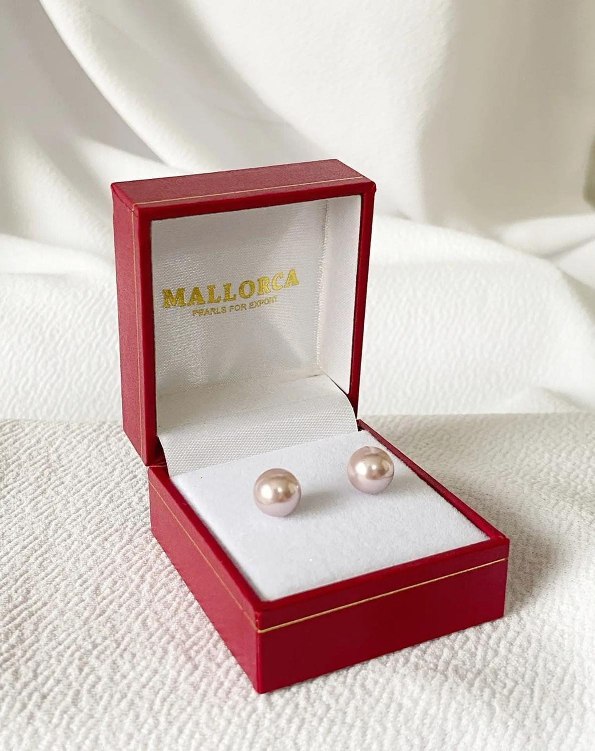 Aros De Perla 8mm Mallorca Con Base De Plata 925-0