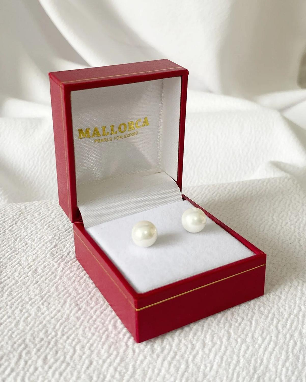 Aros De Perla 8mm Mallorca Con Base De Plata 925-0