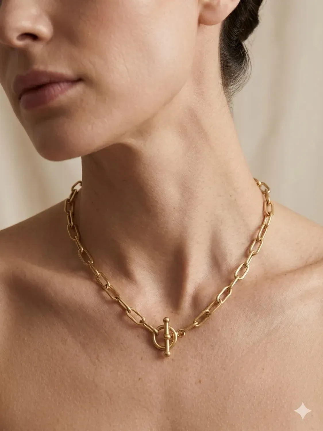 Collara Carré Eslabones Gruesos Enchapado En Oro 18k Dorado-1