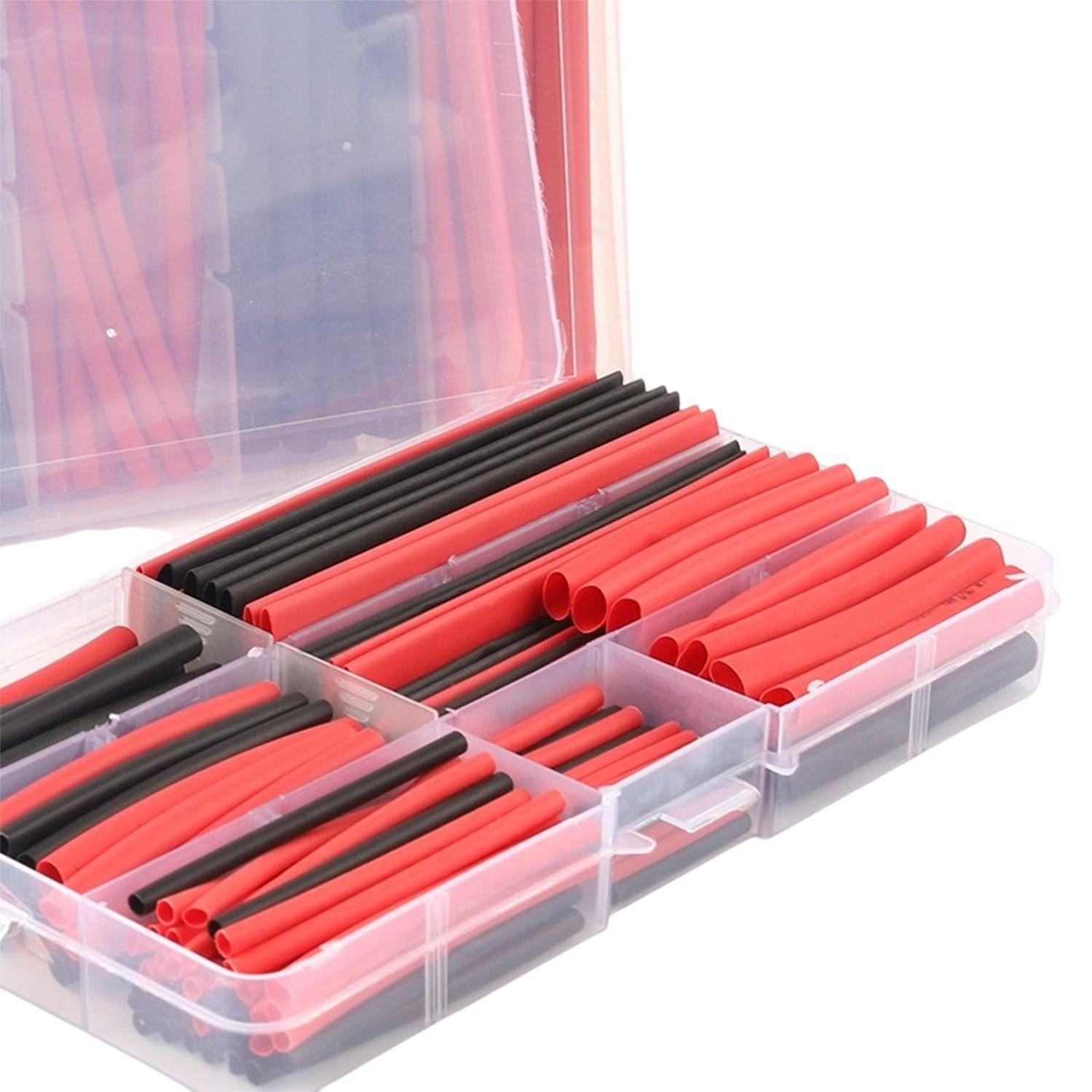 Set 150 Tubos Termoretractil Aislante Rojo Negro-2