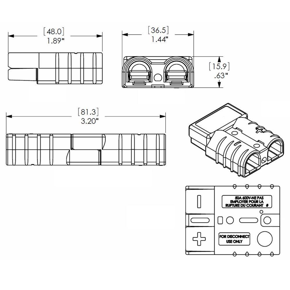 Conector Baterías Anderson 50a 8-16mm2 - Soliot-4