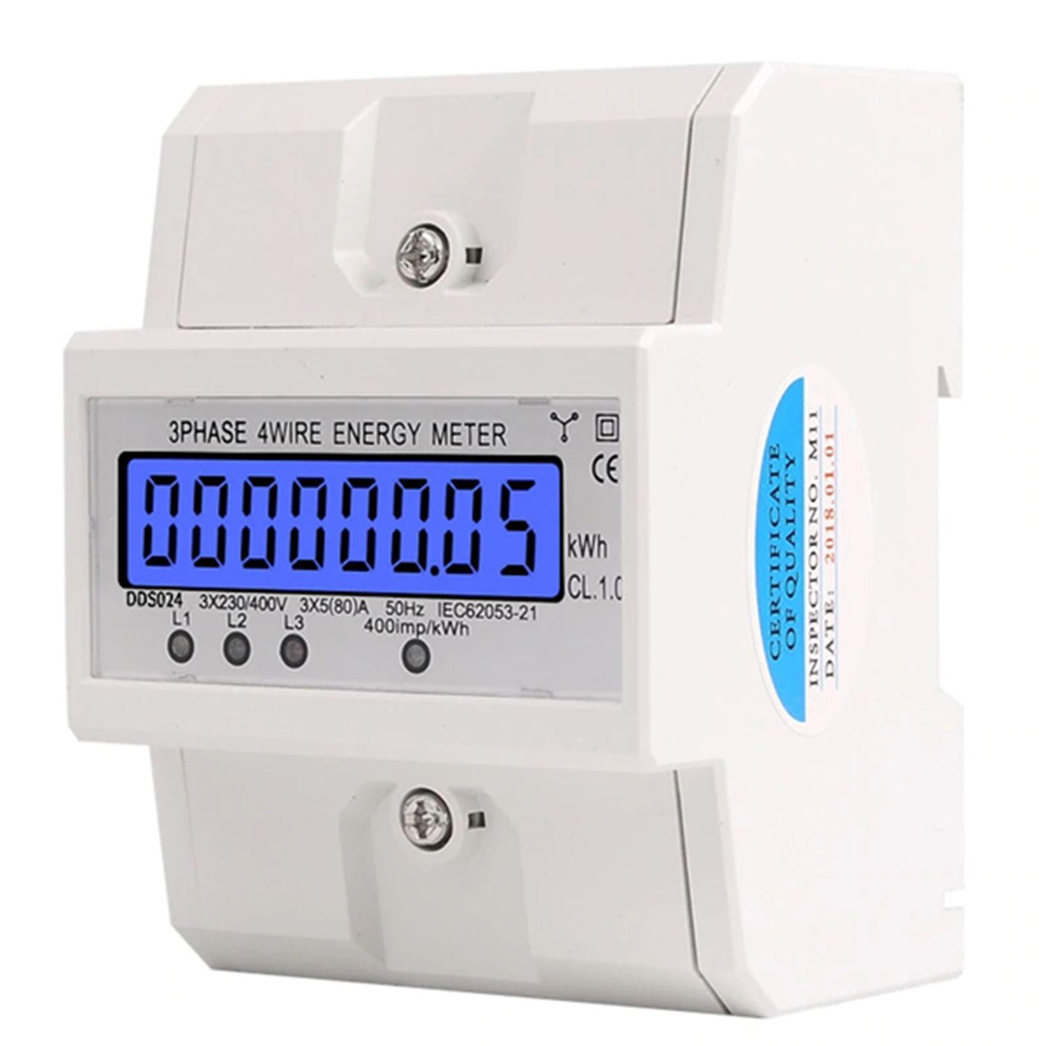 Medidor Trifasico Digital Kwh Riel Din 4 Polos 80a-2