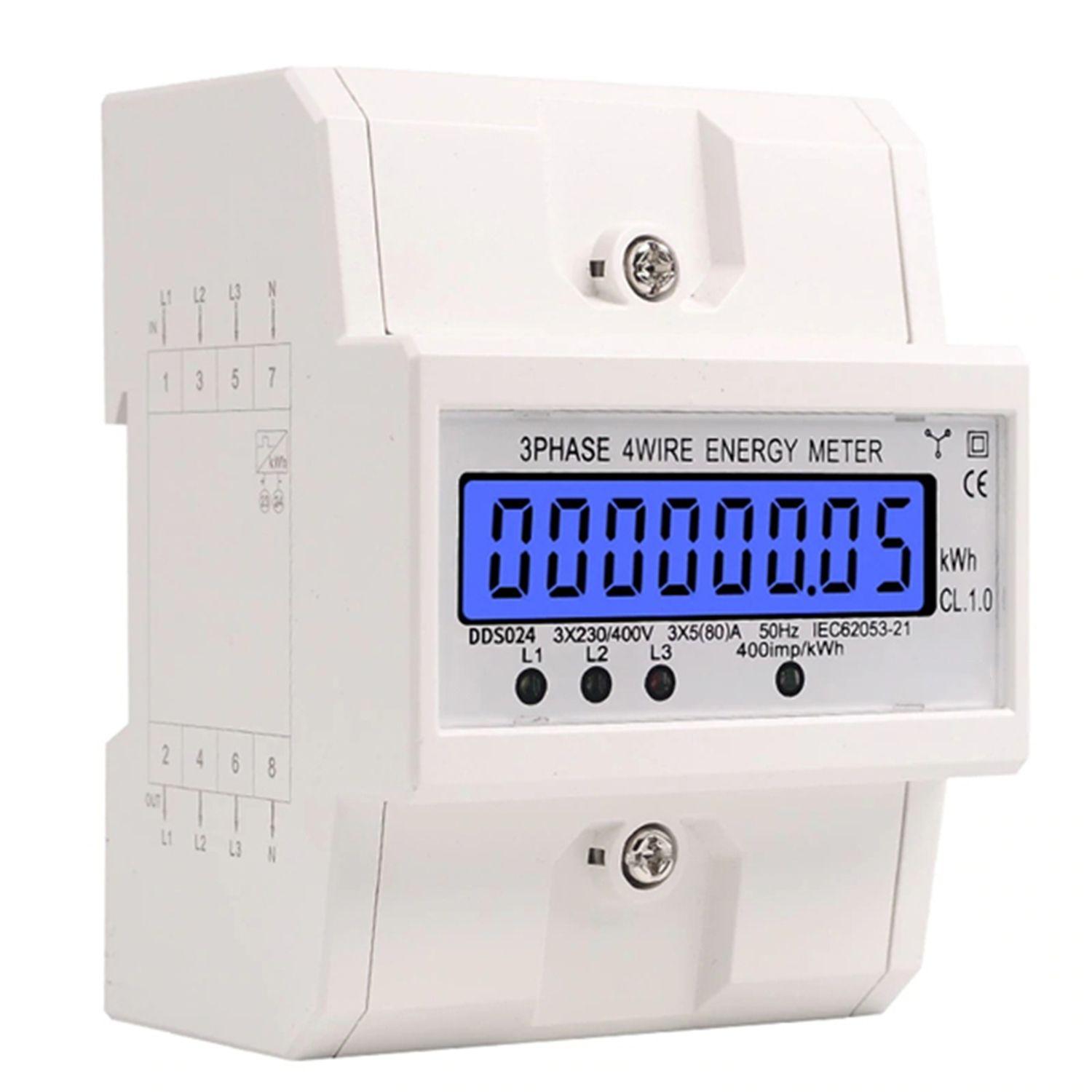 Medidor Trifasico Digital Kwh Riel Din 4 Polos 80a-3